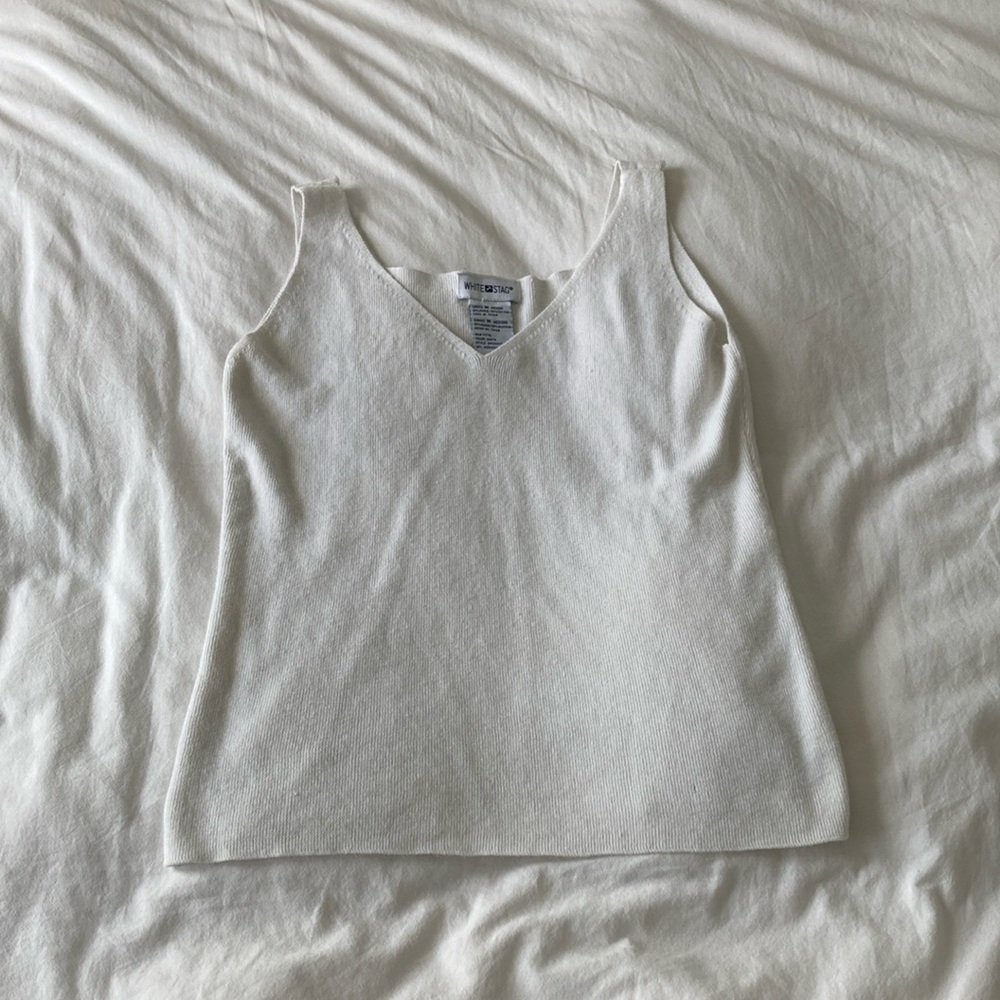 White V-Neck Sleeveless Top